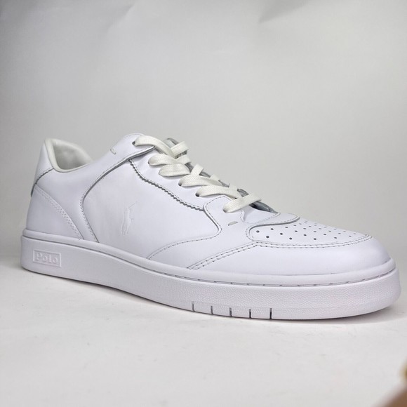 Polo Ralph Lauren Mens Court LUX ALL White Leather Sneakers Size 11 17953 main image 9